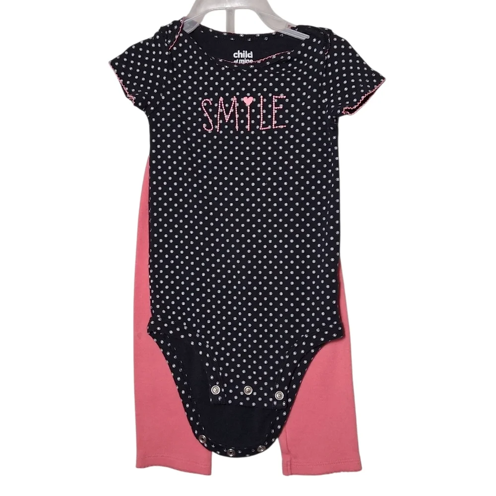 Carter’s | "Smile" | Polka Dot | Onsie & Pink Pants | Girl 6-12M - Picture 1 of 7
